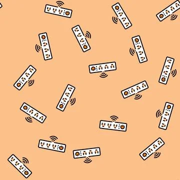 Smart power strip home vector seamless pattern Stock Illustration