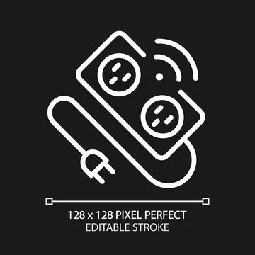 Smart power strip pixel perfect white linear icon for dark theme Ilustração Stock