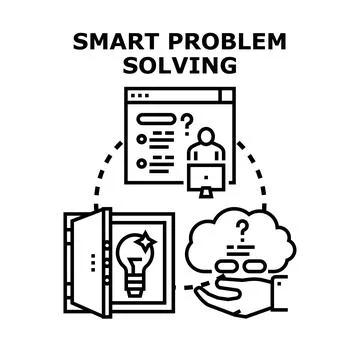 Smart problem solving process finding creative solutions Illustrazione stock