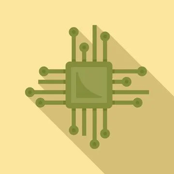 Smart processor icon, flat style 库存插图