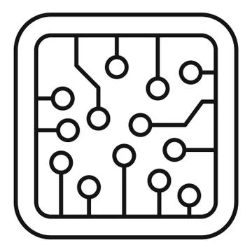 Smart processor icon, outline style Stock Illustration