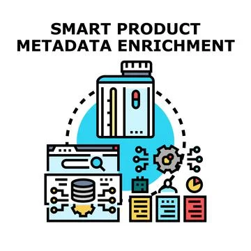 Smart product metadata enrichment vector concept Stock Illustration