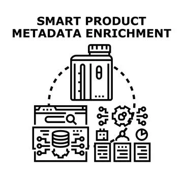 Smart product metadata enrichment vector concept Stock Illustration