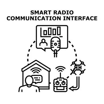Smart radio communication interface controlling drone and smart home Stock Illustration