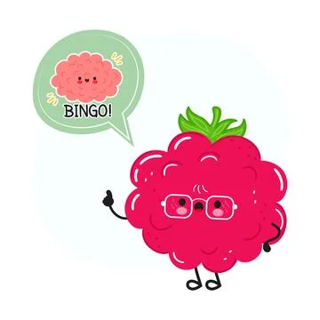 Smart raspberry fruit character getting idea Stock Illustration