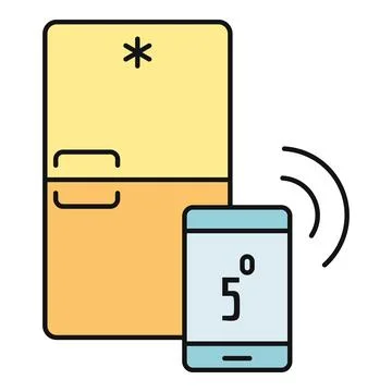 Smart refrigerator connecting with mobile temperature control technology Stock Illustration