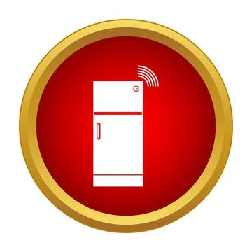 Smart refrigerator icon transmitting wi fi signal Stock-Illustration