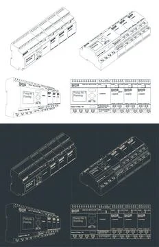 Smart relay system blueprints Stock-Illustration