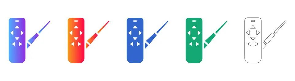 Smart Remote Control Device Icons Set Illustrazione stock