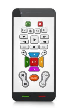 Smart remote controller application on smartphone screen. 3D illustration ... Stock Photos