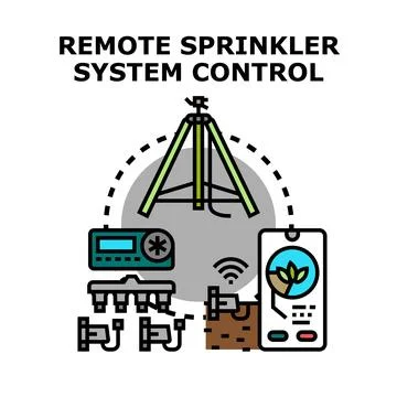 Smart remote sprinkler system control managing garden irrigation Stock Illustration