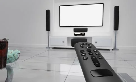 Smart Remote use for Smart TV  in living room. Remote for use with leading mo Stock Illustration