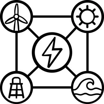 Smart renewable energy grid system with power nodes Stock Illustration