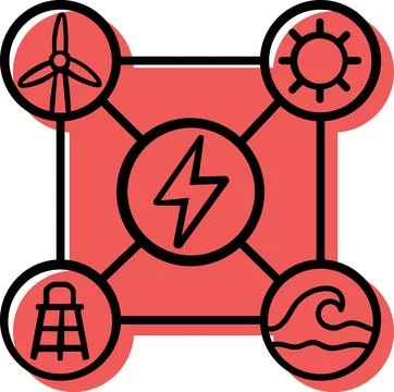 Smart renewable energy grid system icon Stock Illustration