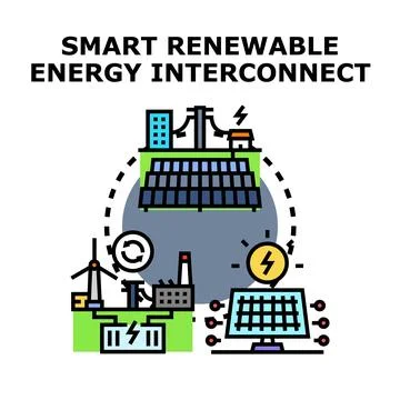 Smart renewable energy interconnect grid system Stock Illustration