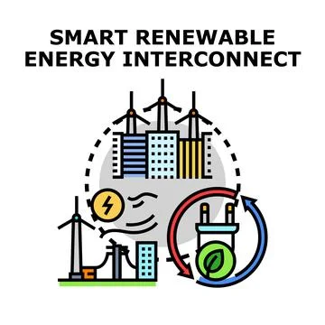 Smart renewable energy interconnecting power grid technology Stock Illustration