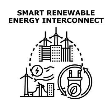 Smart renewable energy interconnecting power grid technology Stock Illustration