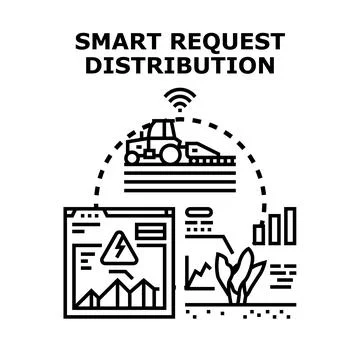 Smart request distribution optimizing agricultural farming processes Stock Illustration