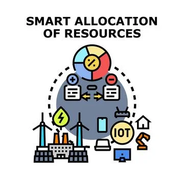 Smart resource allocation and energy management utilizing iot Stock Illustration