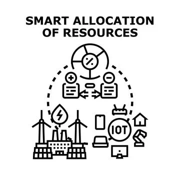 Smart resource allocation and energy management utilizing iot Stock Illustration