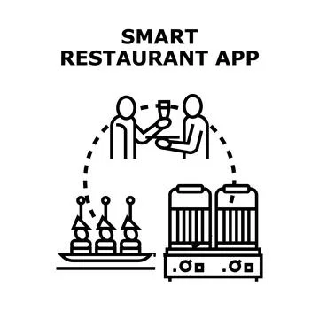 Smart restaurant app linking people with dining service Stock Illustration