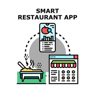 Smart restaurant app managing online orders and food delivery Stock Illustration
