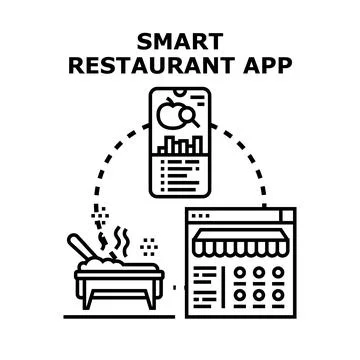Smart restaurant app managing online orders and food delivery Stock Illustration