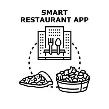 Smart restaurant app ordering food delivery service Illustrazione stock