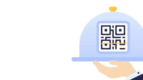 Smart Restaurant Dining QR Code Menu Scan Animation on Food Platter. Stock Footage 341401110