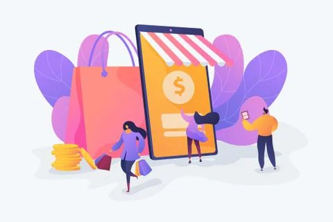 Smart retail in smart city concept illustration. Stock Illustration