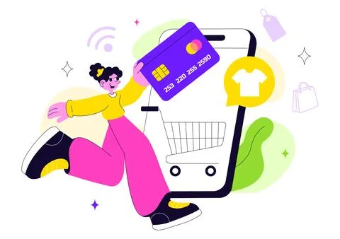 Smart Retail Store Vector Illustration Featuring Modern Digital Technology,.. Illustrazione stock