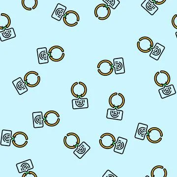 Smart ring biometric sensors vector seamless pattern Stock Illustration