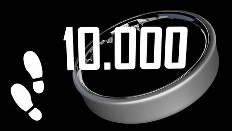 Smart ring with numbers 10000 and footprints 스톡 일러스트