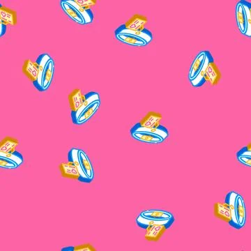 Smart ring wearable isometric icon seamless pattern Stock Illustration
