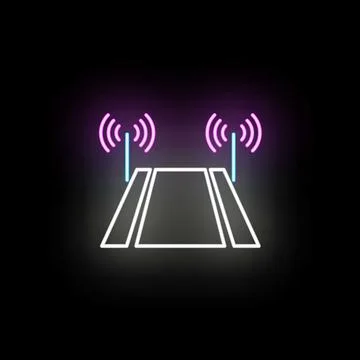 Smart road connecting with wireless communication neon Stock Illustration