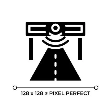 Smart road pixel perfect black glyph icon Stock Illustration