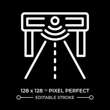Smart road pixel perfect white linear icon for dark theme Stock Illustration