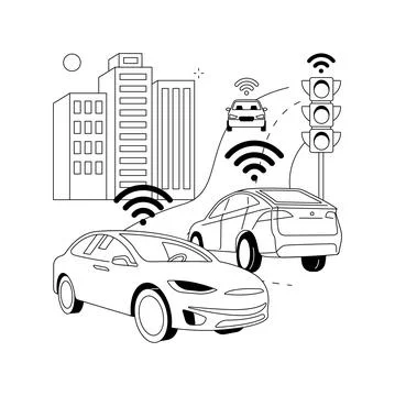 Smart roads construction abstract concept vector illustration. Stock Illustration