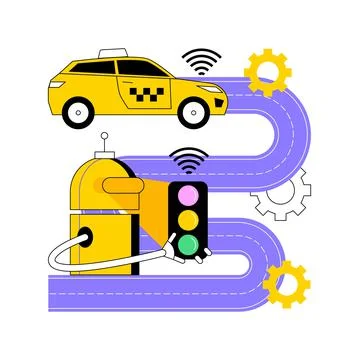 Smart roads construction abstract concept vector illustration. Stock Illustration