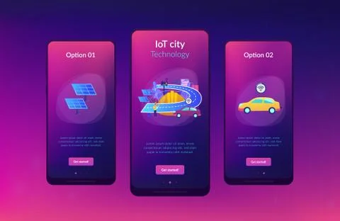 Smart roads construction app interface template. Stock Illustration