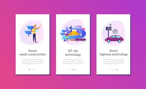 Smart roads construction app interface template. 스톡 일러스트