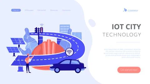 Smart roads construction concept landing page. Illustrazione stock