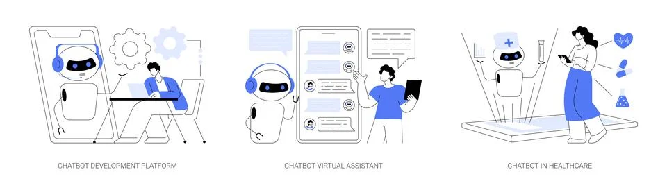 Smart robot abstract concept vector illustrations. Illustrazione stock