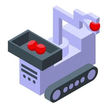 Smart robot arm picking red balls in production line Stock Illustration