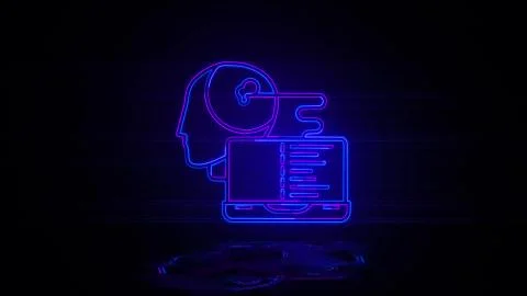 Smart robot artificial intelligence in neon effect mp4 video Stock Illustration
