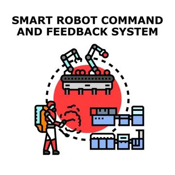 Smart robot command and feedback system concept Stock Illustration