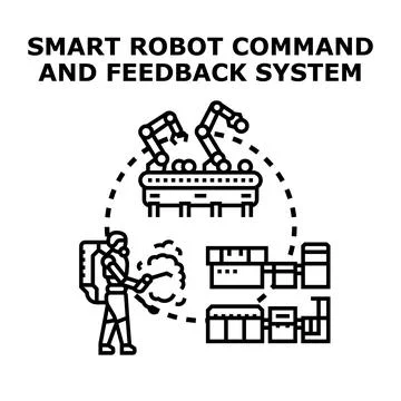 Smart robot command and feedback system concept Stock Illustration