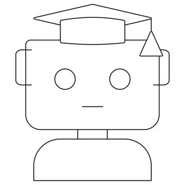Smart robot with graduation cap icon Stock Illustration
