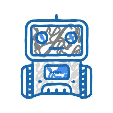 Smart robot icon doodle illustration Stock Illustration
