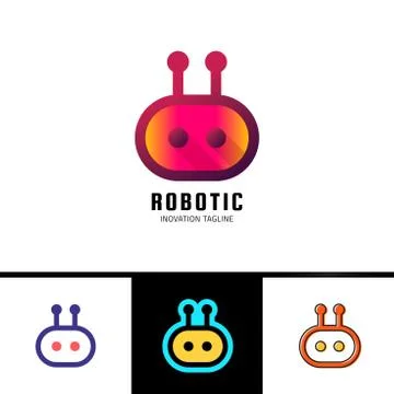 Smart robot logo template. Cute logotype isolated on white background. Future Stock Illustration